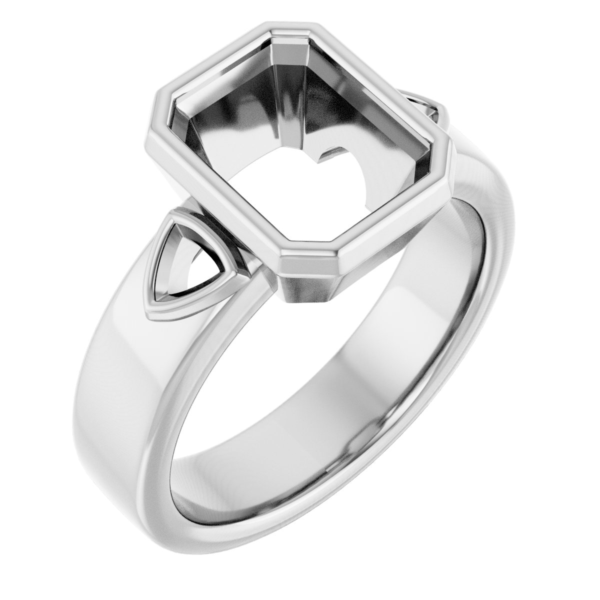 Bezel-Set Three-Stone Engagement Ring