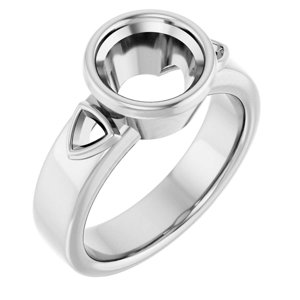 Bezel-Set Three-Stone Engagement Ring