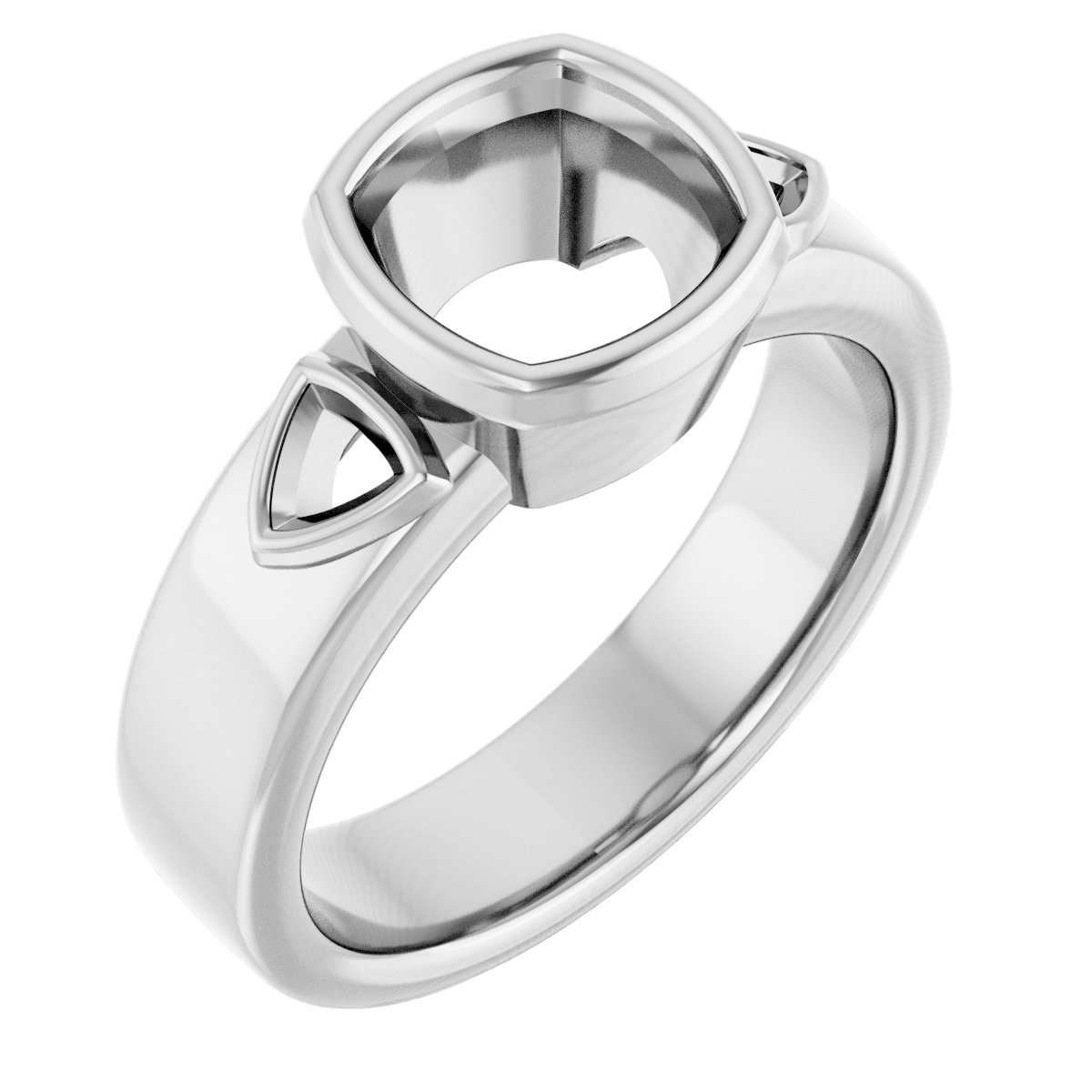 Bezel-Set Three-Stone Engagement Ring