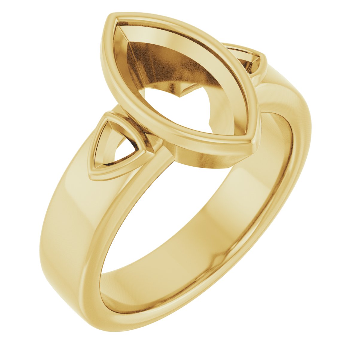 Bezel-Set Three-Stone Engagement Ring
