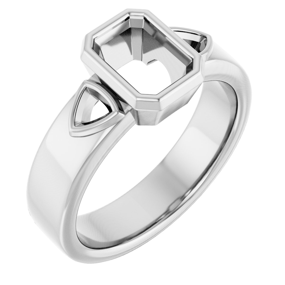 Bezel-Set Three-Stone Engagement Ring