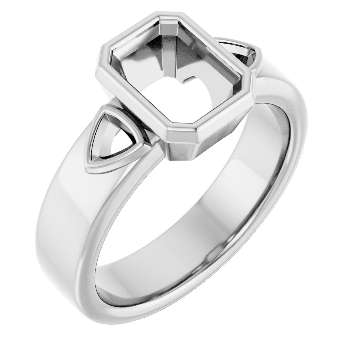 Bezel-Set Three-Stone Engagement Ring