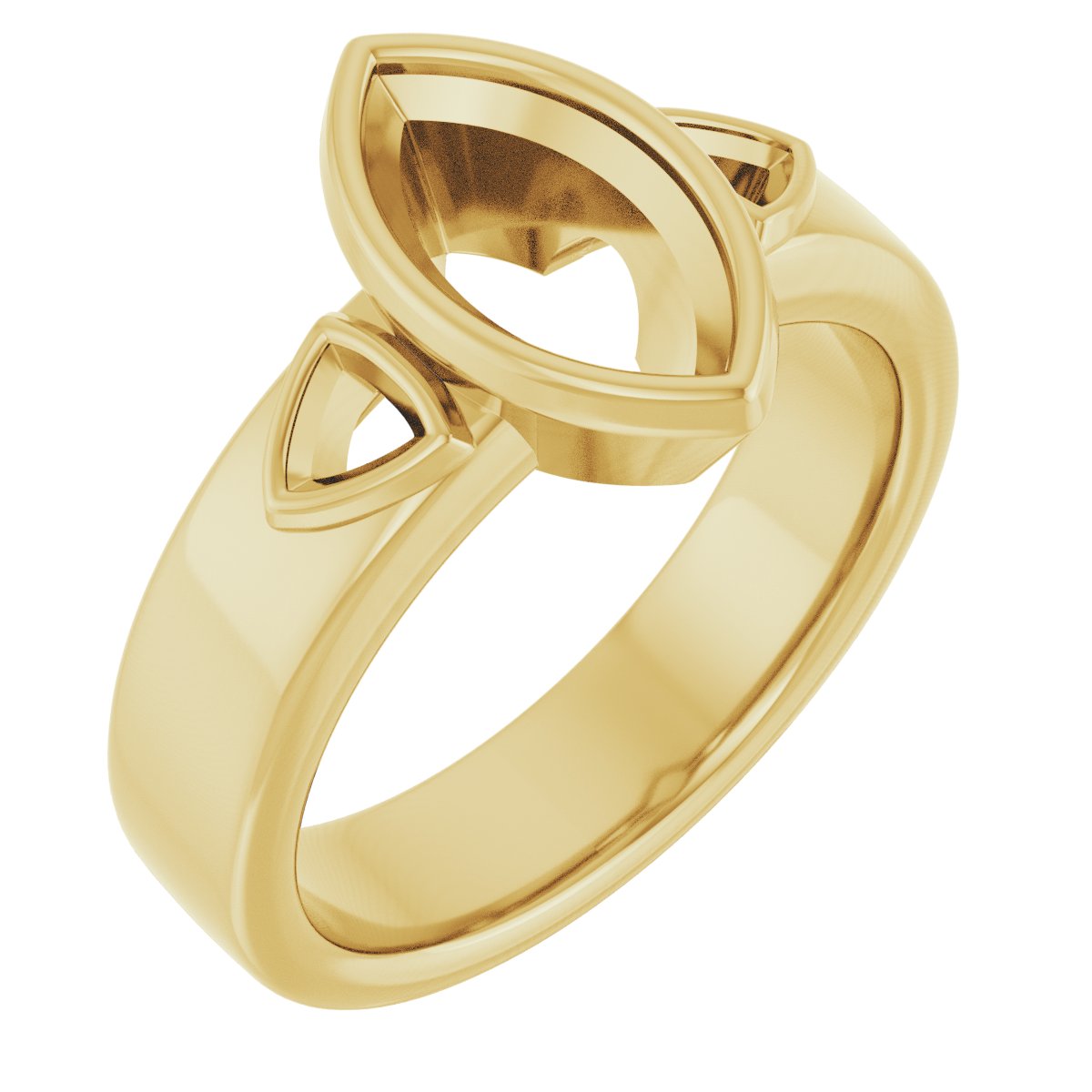Bezel-Set Three-Stone Engagement Ring