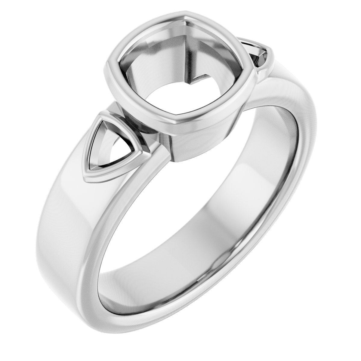 Bezel-Set Three-Stone Engagement Ring