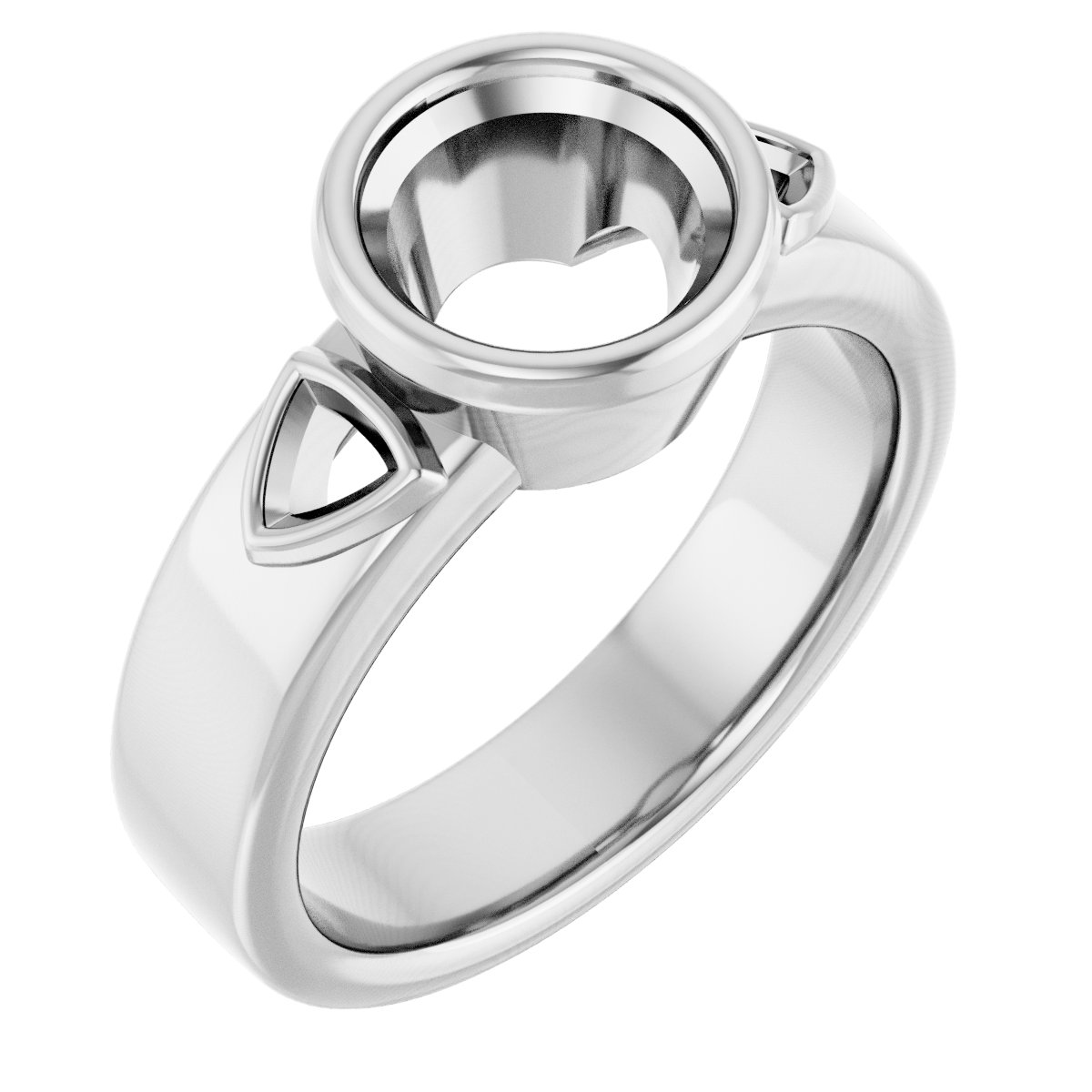 Bezel-Set Three-Stone Engagement Ring