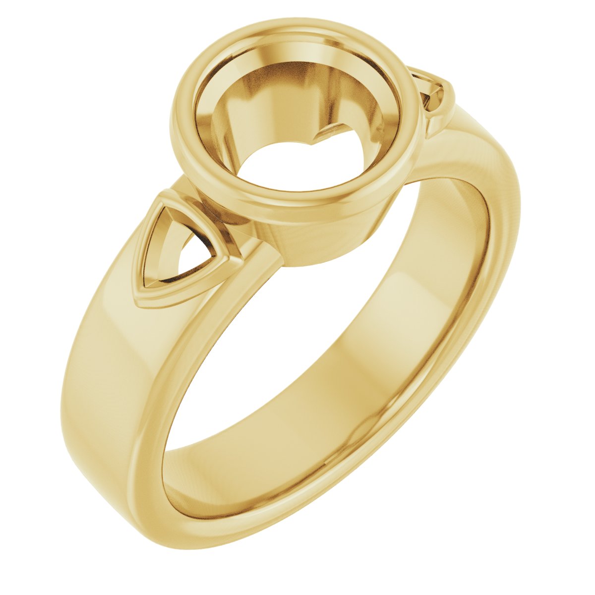 Bezel-Set Three-Stone Engagement Ring