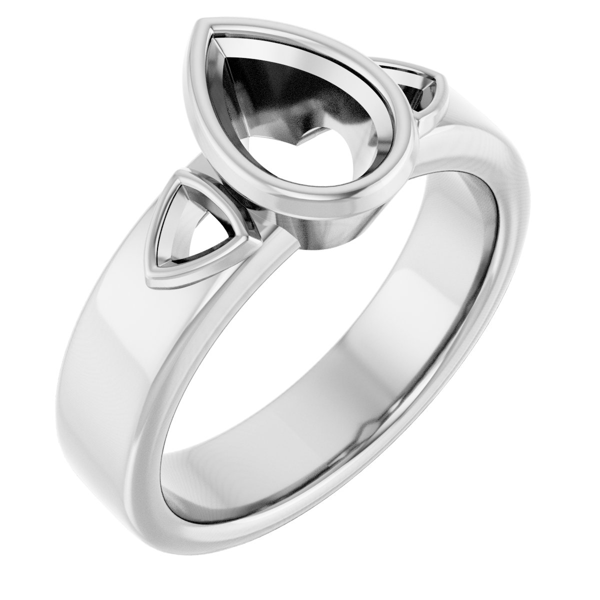 Bezel-Set Three-Stone Engagement Ring