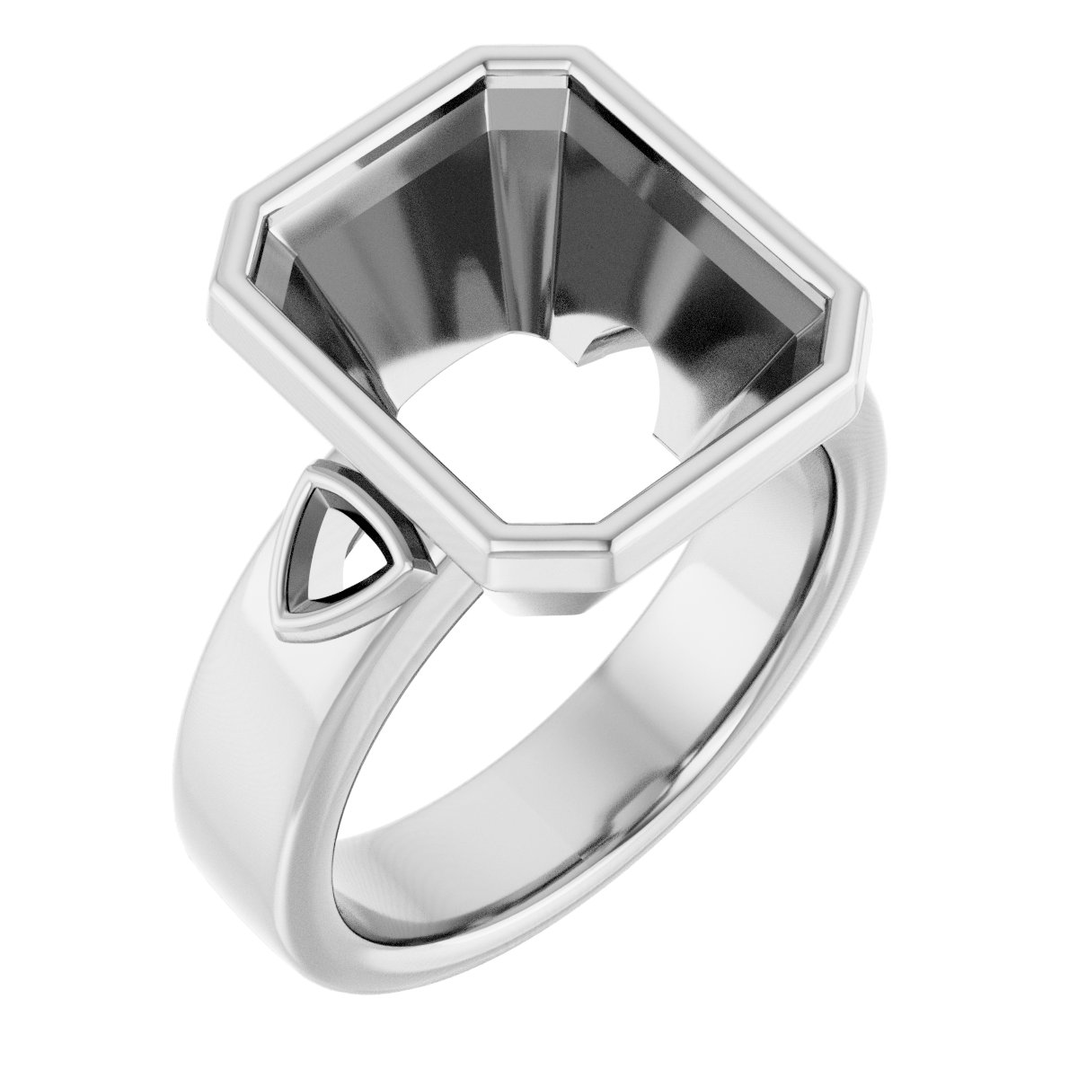Bezel-Set Three-Stone Engagement Ring