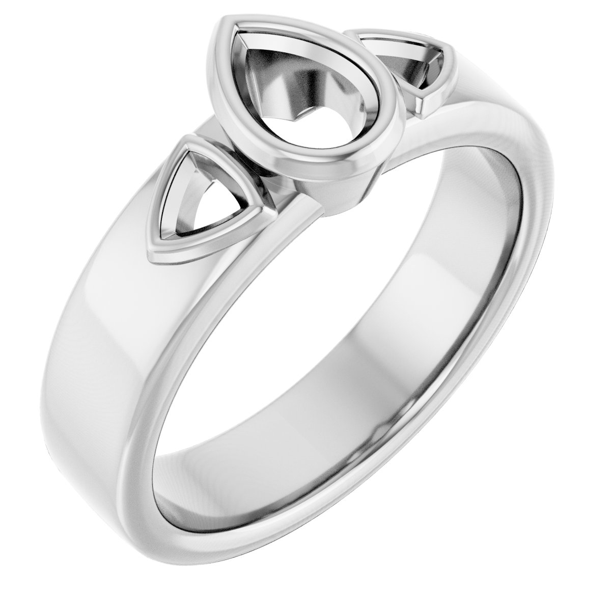 Bezel-Set Three-Stone Engagement Ring