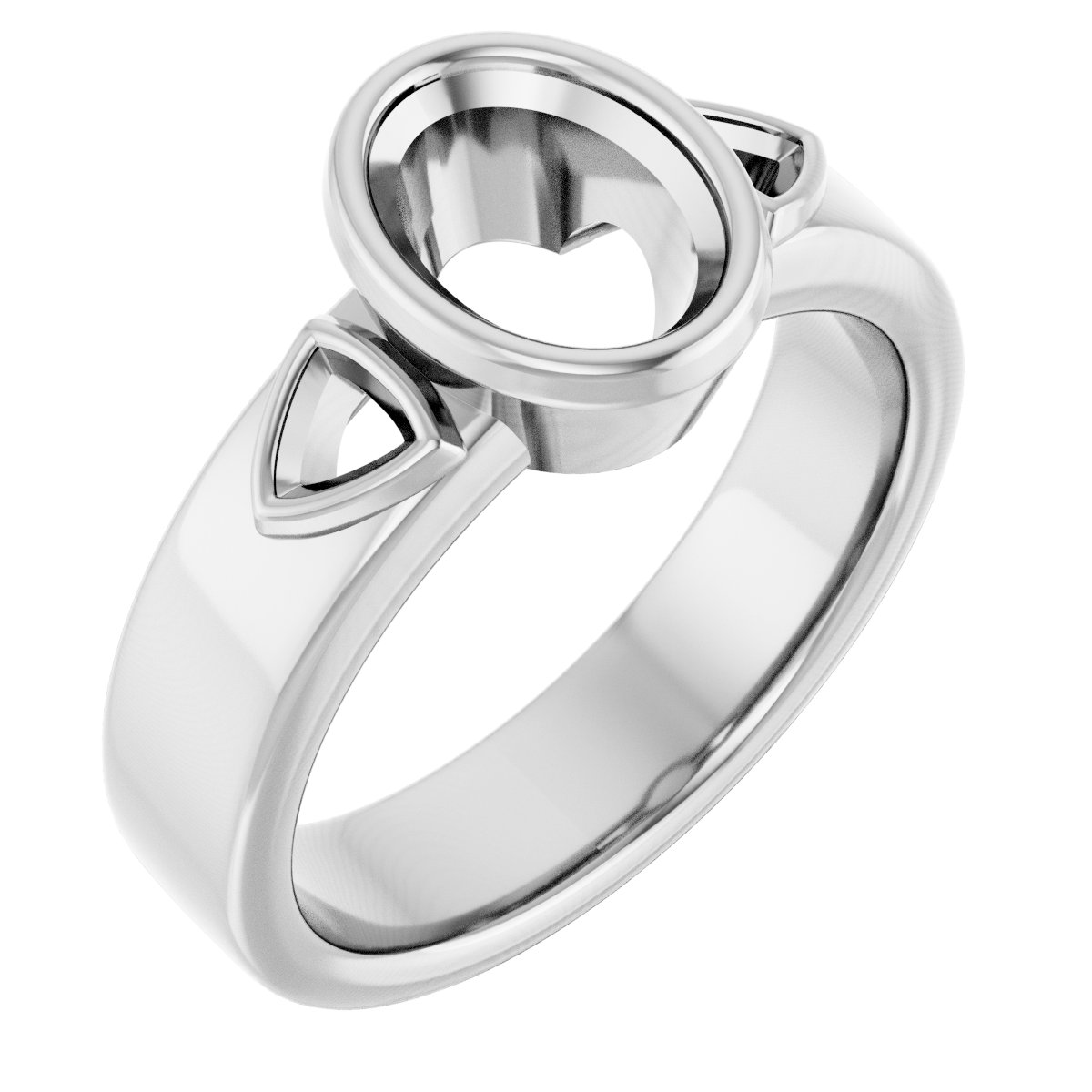 Bezel-Set Three-Stone Engagement Ring