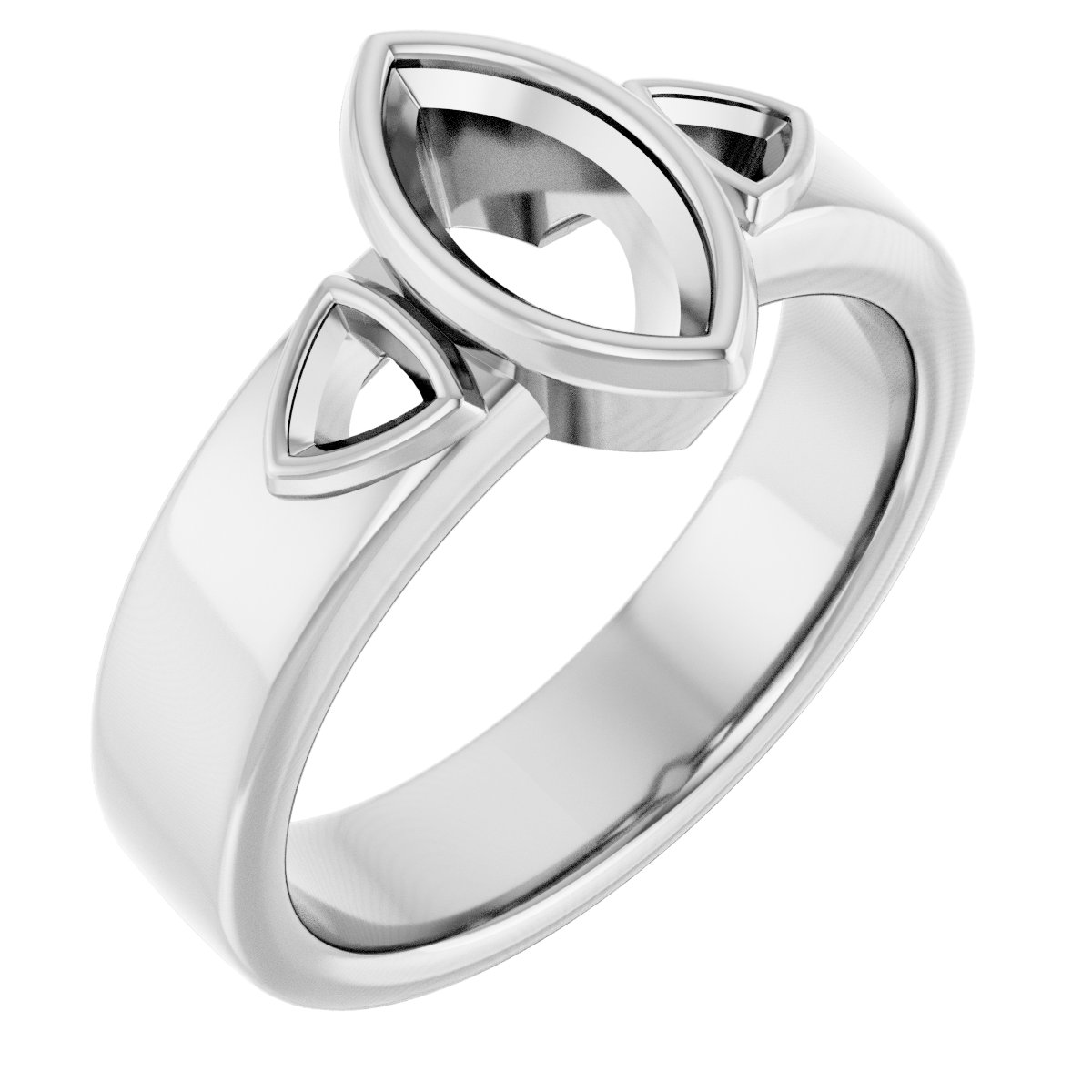 Bezel-Set Three-Stone Engagement Ring
