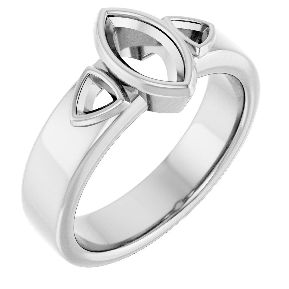 Bezel-Set Three-Stone Engagement Ring