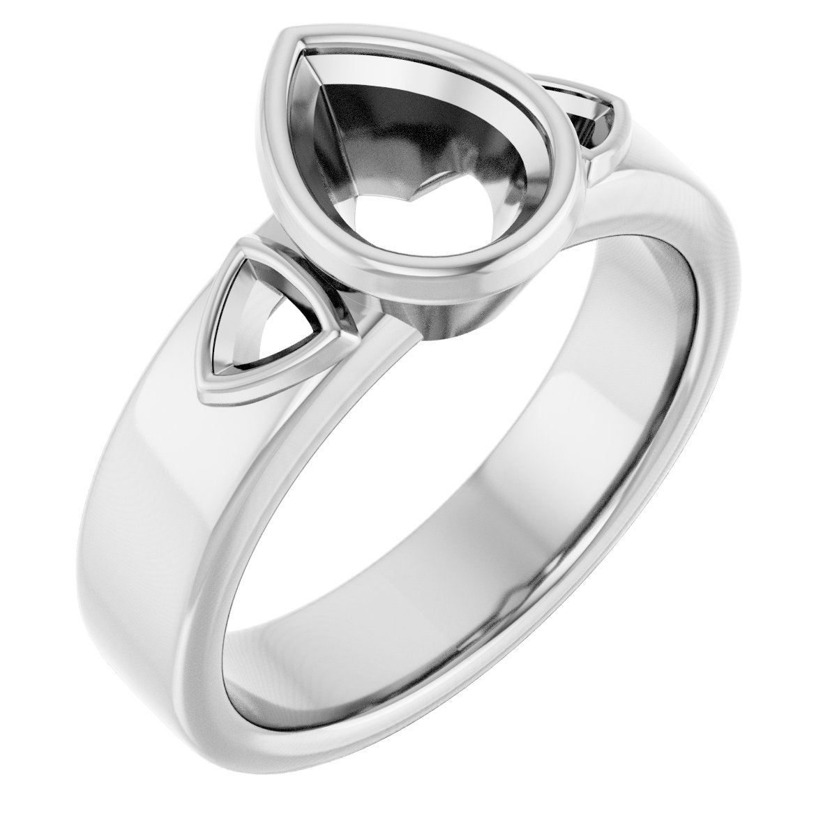 Bezel-Set Three-Stone Engagement Ring