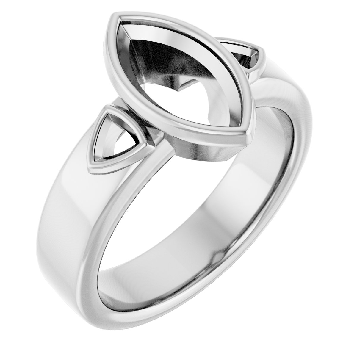 Bezel-Set Three-Stone Engagement Ring