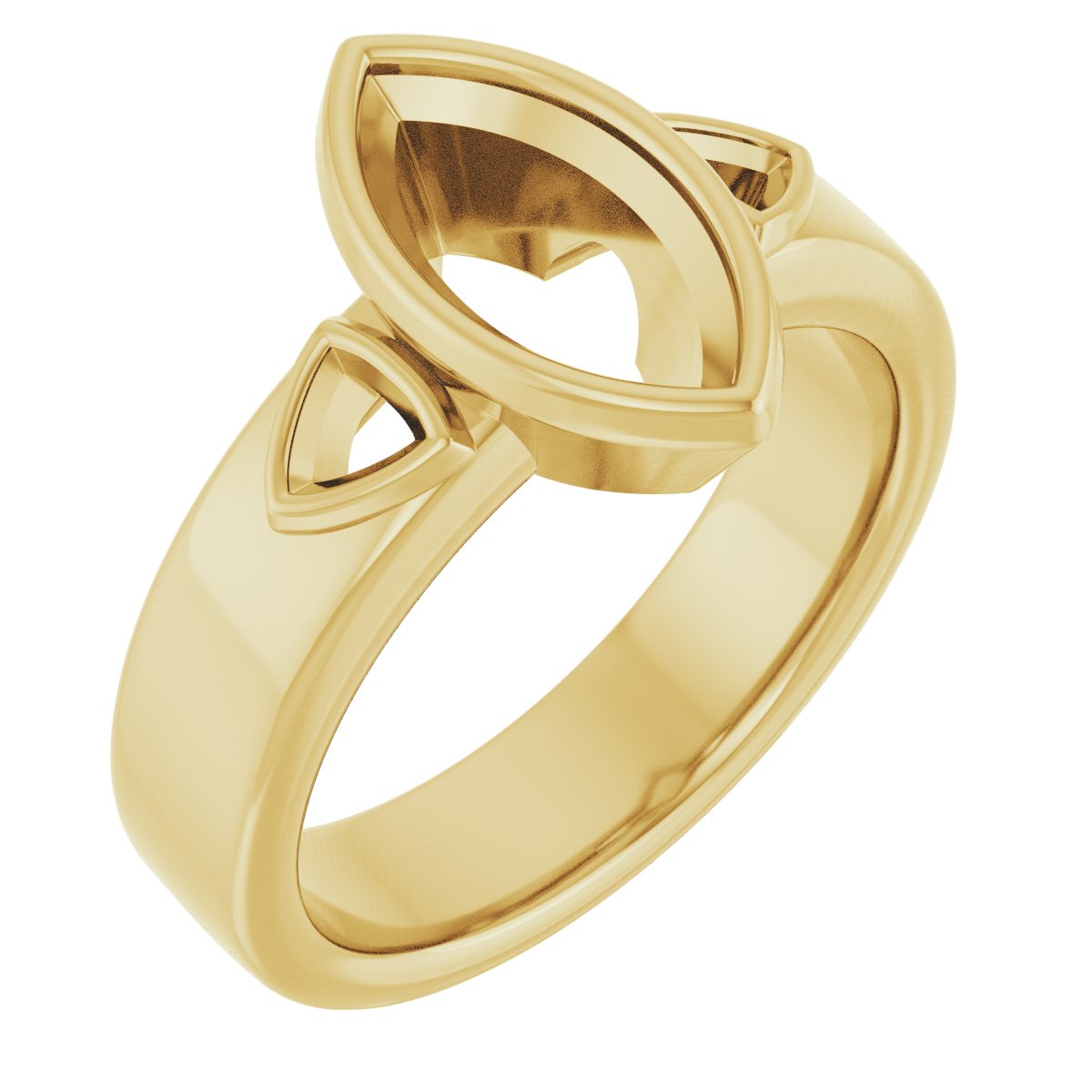 Bezel-Set Three-Stone Engagement Ring