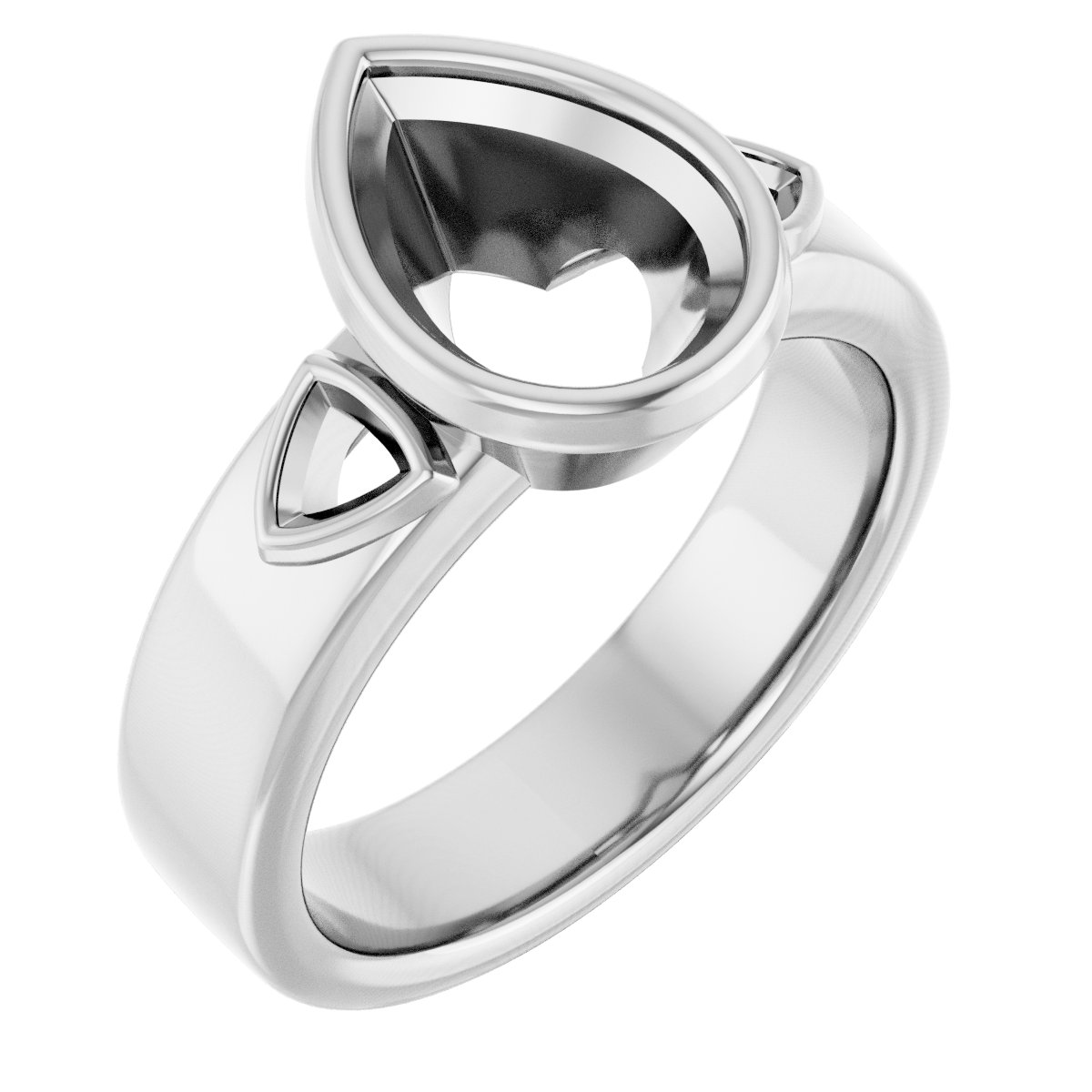 Bezel-Set Three-Stone Engagement Ring