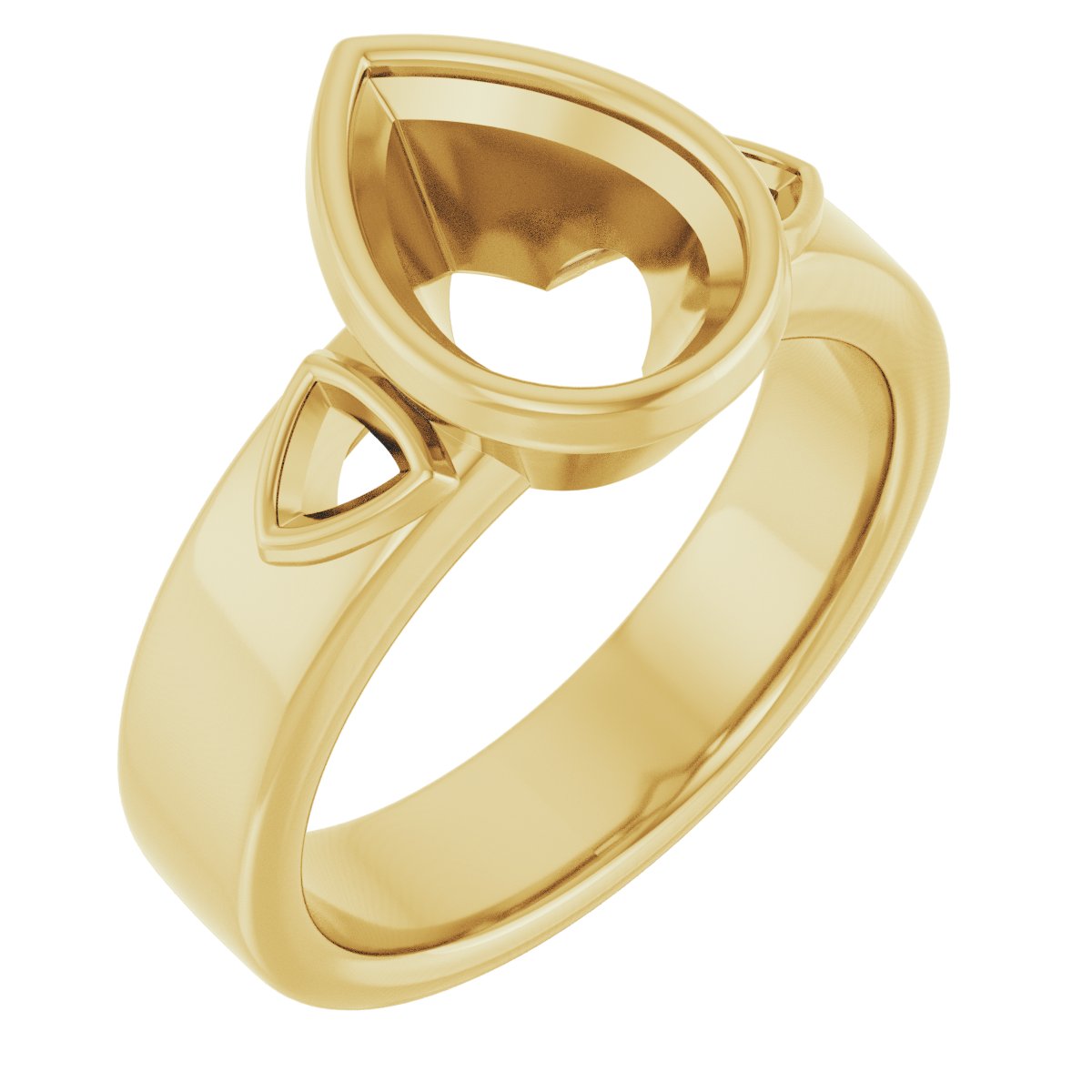 Bezel-Set Three-Stone Engagement Ring