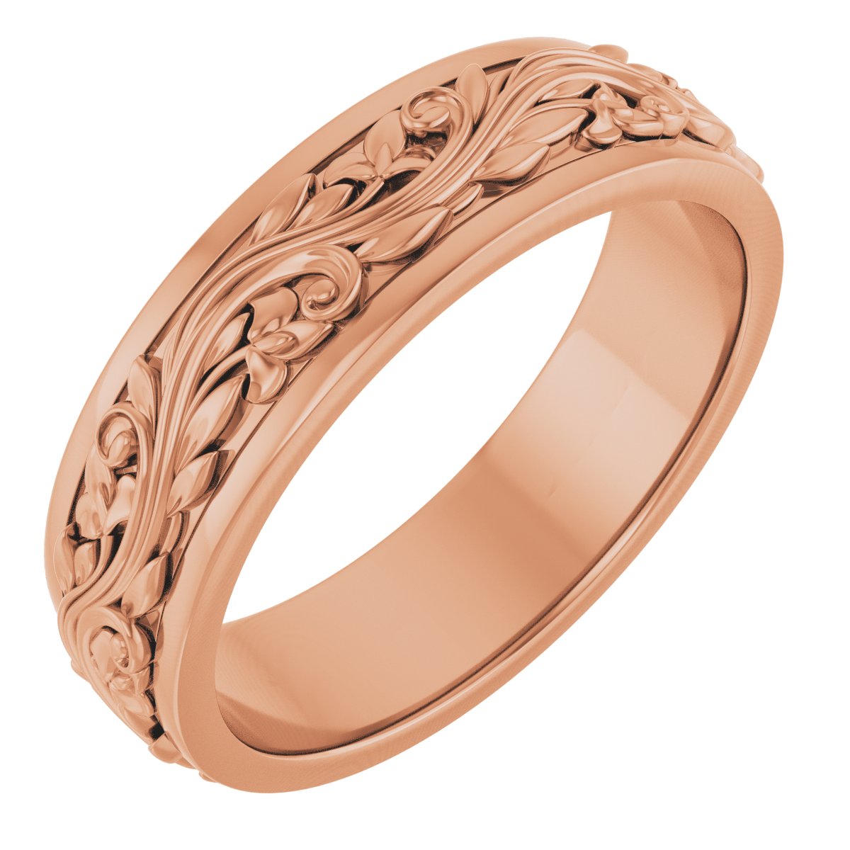 Floral Inlay Flat Band