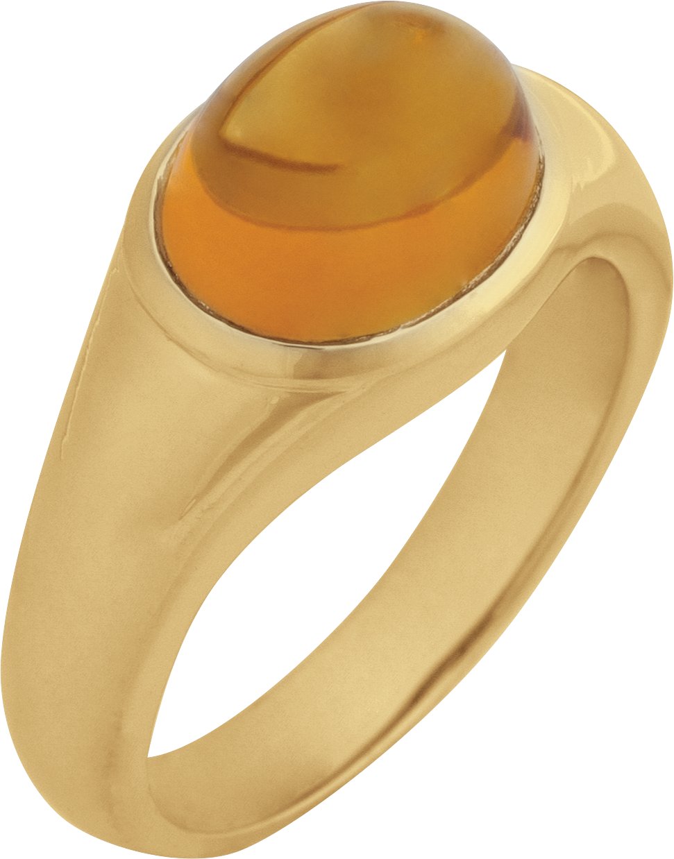 14K Yellow Natural Citrine Cabochon Ring 