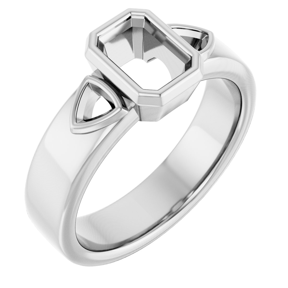 Bezel-Set Three-Stone Engagement Ring