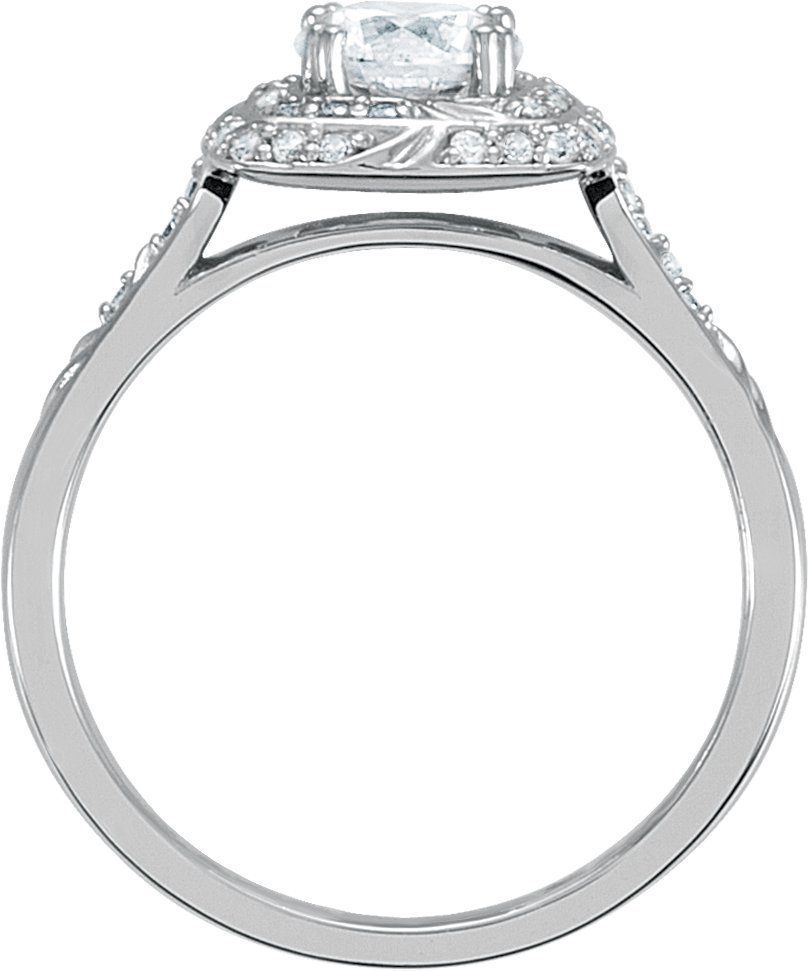 14K White 5.75 mm Cubic Zirconia & 1/5 CTW Diamond Sculptural-Inspired Engagement Ring