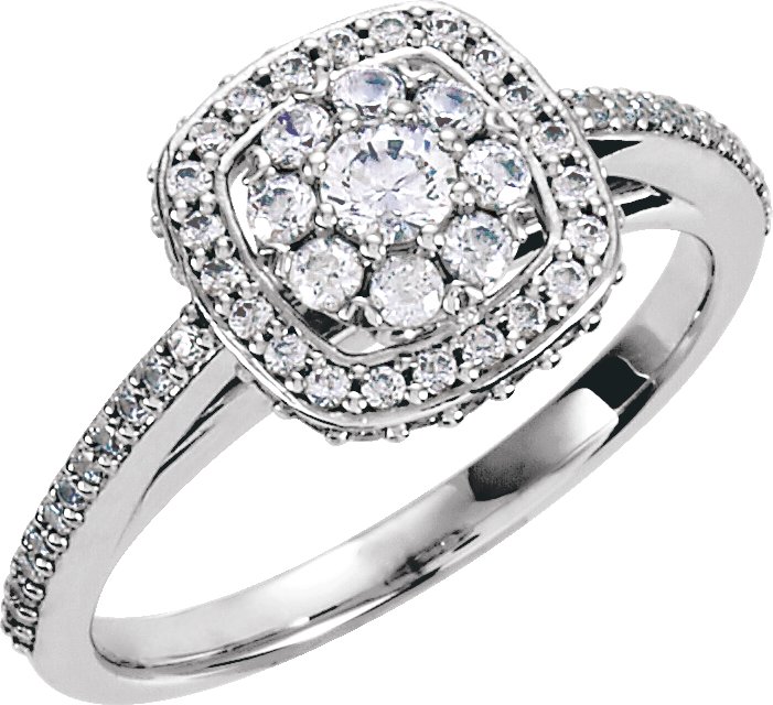 14K White 1/2 CTW Diamond Engagement Ring