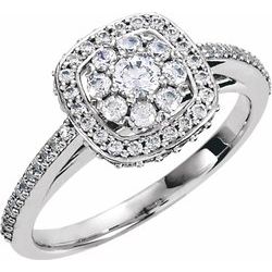 Diamond Halo-Styled Cluster Engagement Ring or Mounting