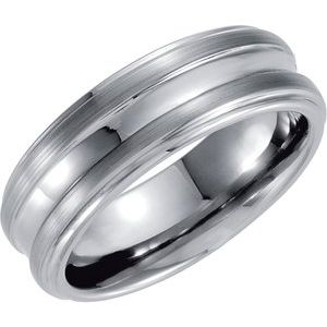 Tungsten 7.3 mm Double Grooved Band Size 9.5