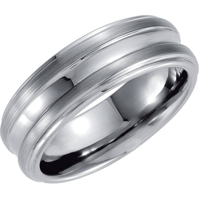 Tungsten 7.3 mm Double Grooved Band Size 13.5