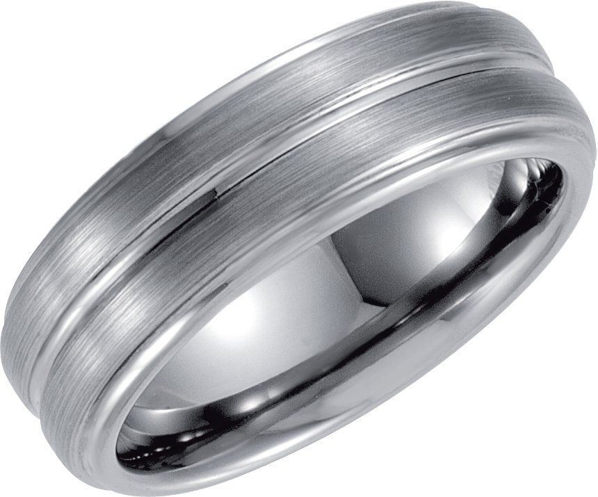 Tungsten 7.3 mm Double Ridged Band Size 12.5