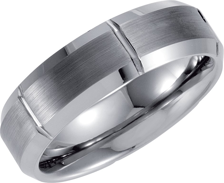 Tungsten 7.3 mm Ridged Band Size 12.5