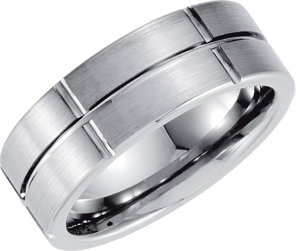 Tungsten 8.3 mm Ridged Band Size 12.5