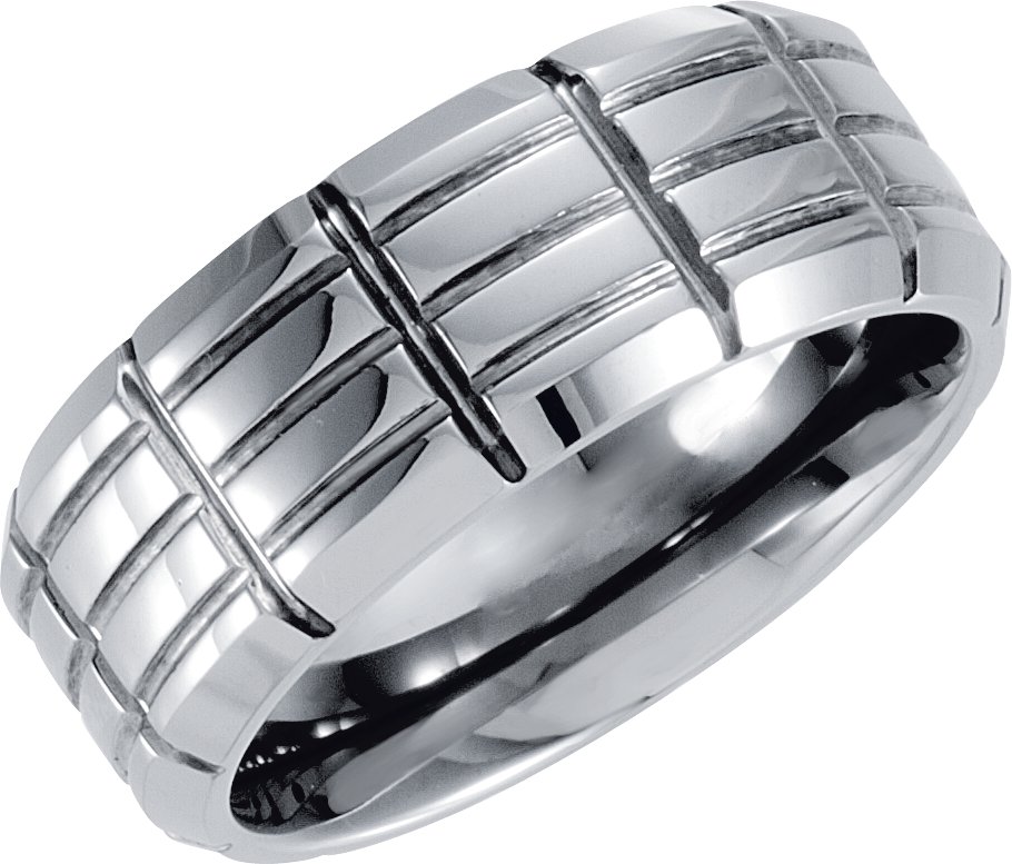 Tungsten 10 mm Ridged Band Size 9