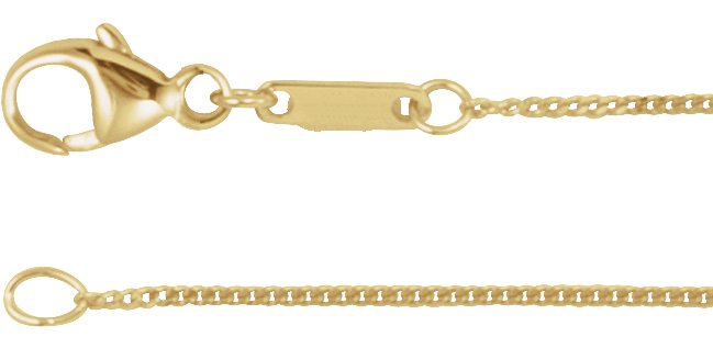 14K Yellow .8 mm Diamond-Cut Curb 7" Chain