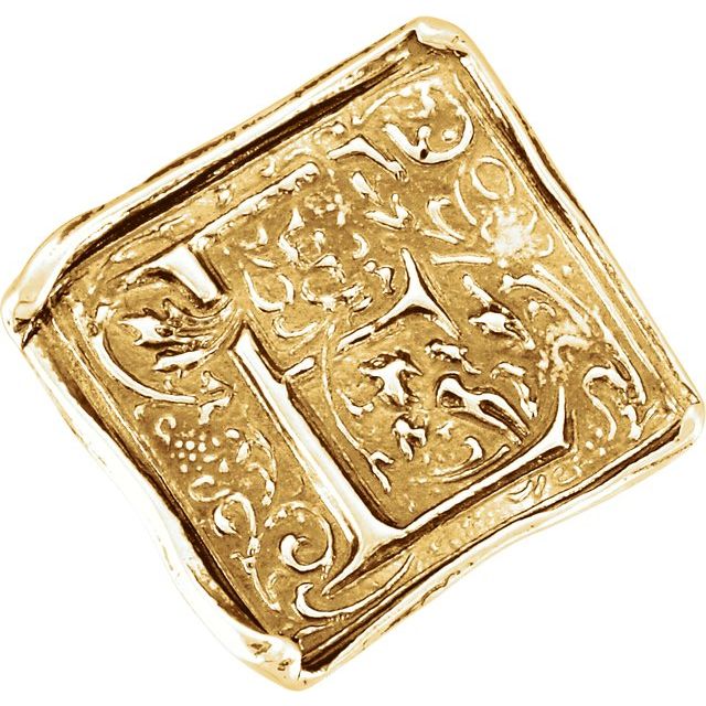 14K Yellow Posh Mommy® Vintage-Inspired Initial E Ring