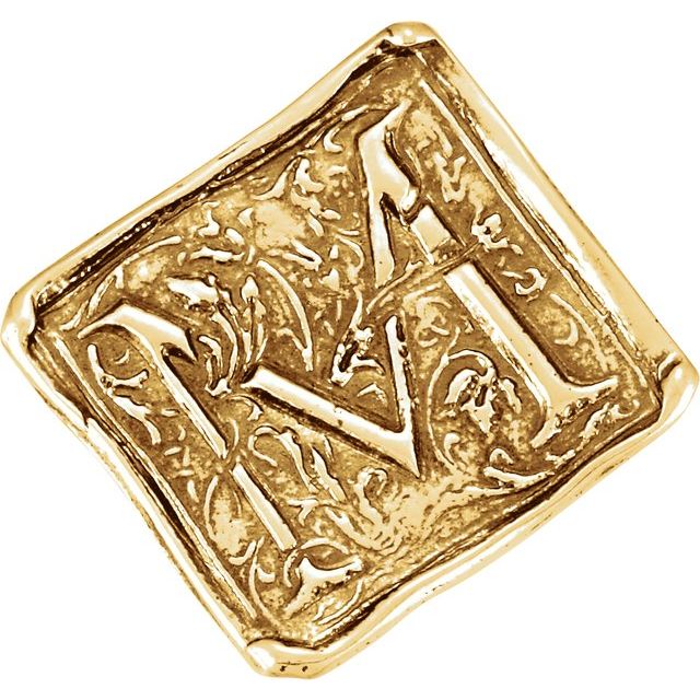 14K Yellow Posh Mommy® Vintage-Inspired Initial M Ring
