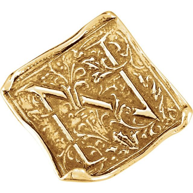 14K Yellow Posh Mommy® Vintage-Inspired Initial N Ring