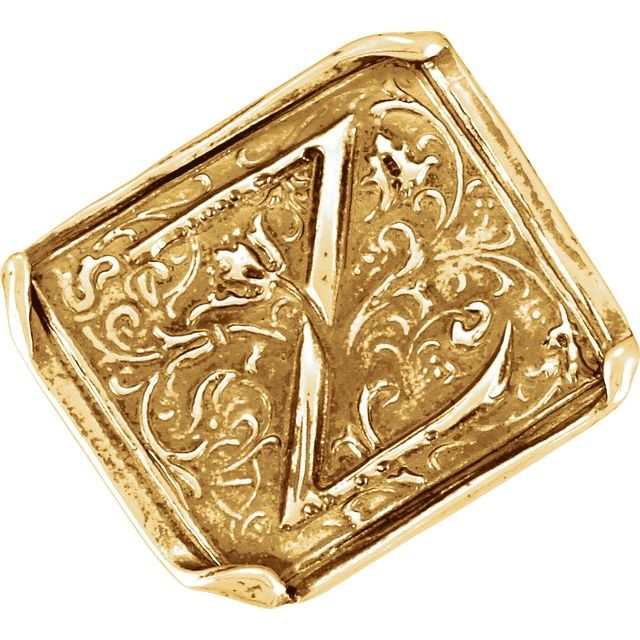 14K Yellow Posh Mommy® Vintage-Inspired Initial Z Ring