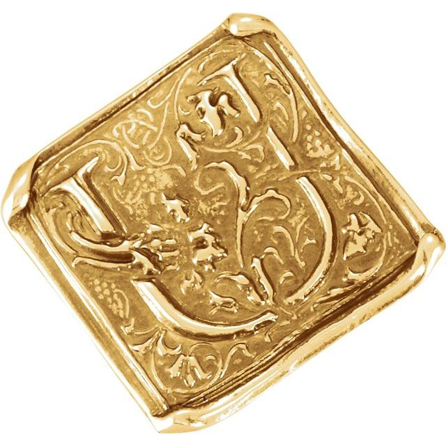 14K Yellow Posh Mommy® Vintage-Inspired Initial U Ring