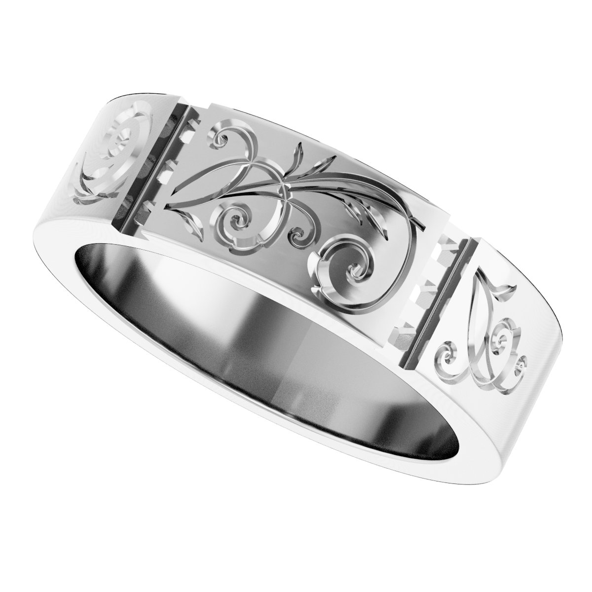2 x 2 mm Square Floral Band Mounting view 5