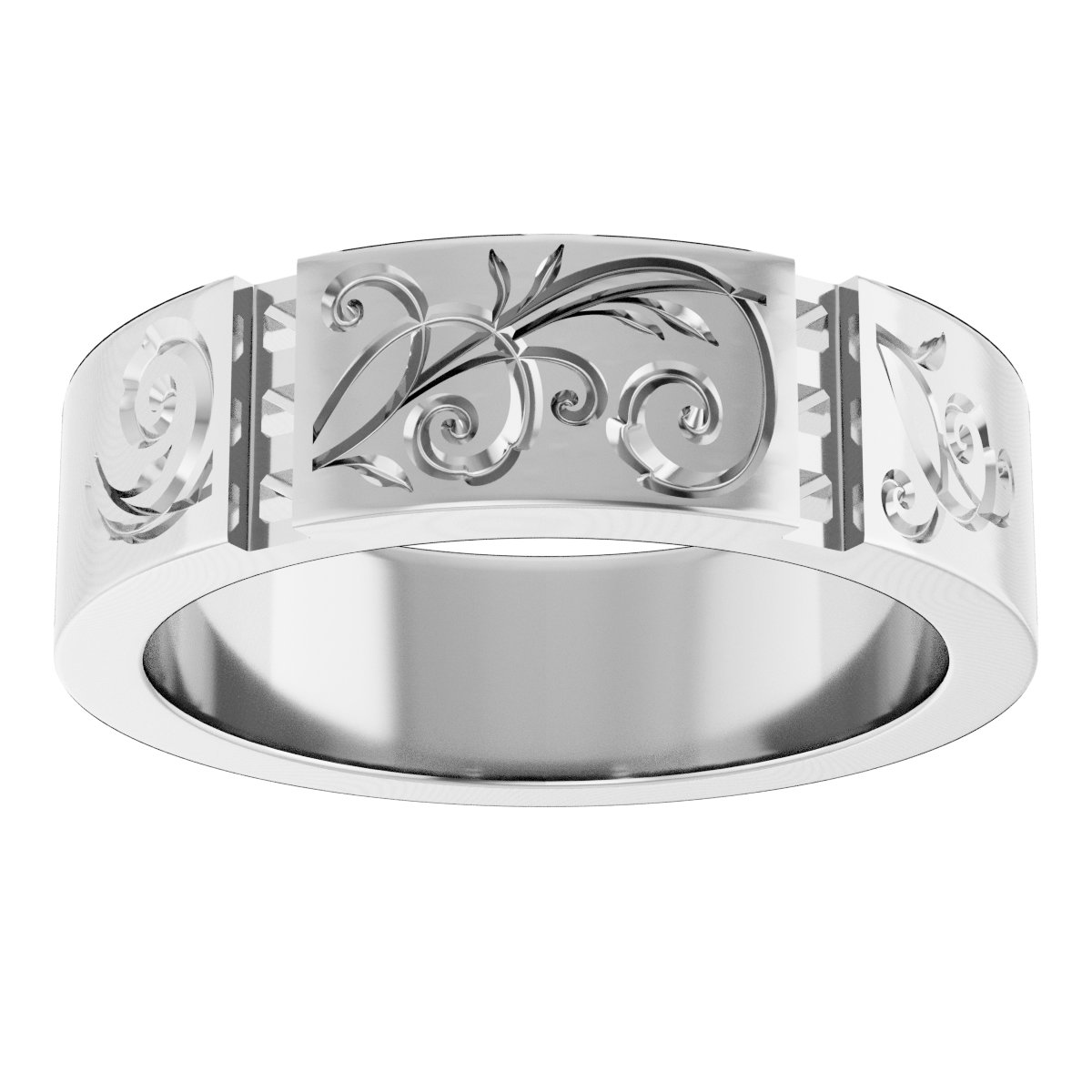 2 x 2 mm Square Floral Band Mounting view 3