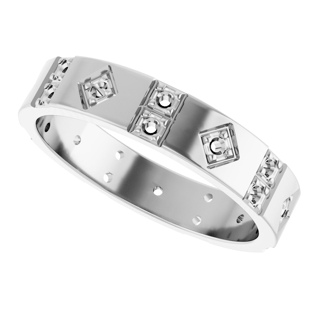 2 mm Round Mens Accented Band Mounting view 5