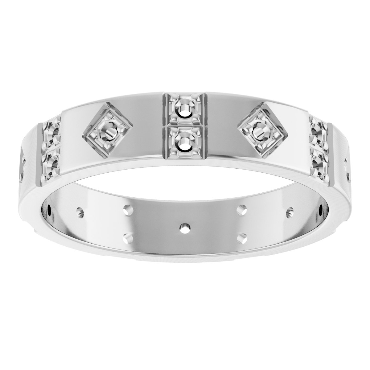 2 mm Round Mens Accented Band Mounting view 3