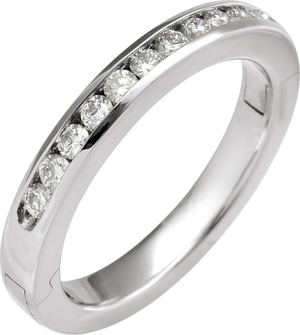 14K White 3/8 CTW Natural Diamond CLIQ® Hinged Adjustable Anniversary Band Size 7