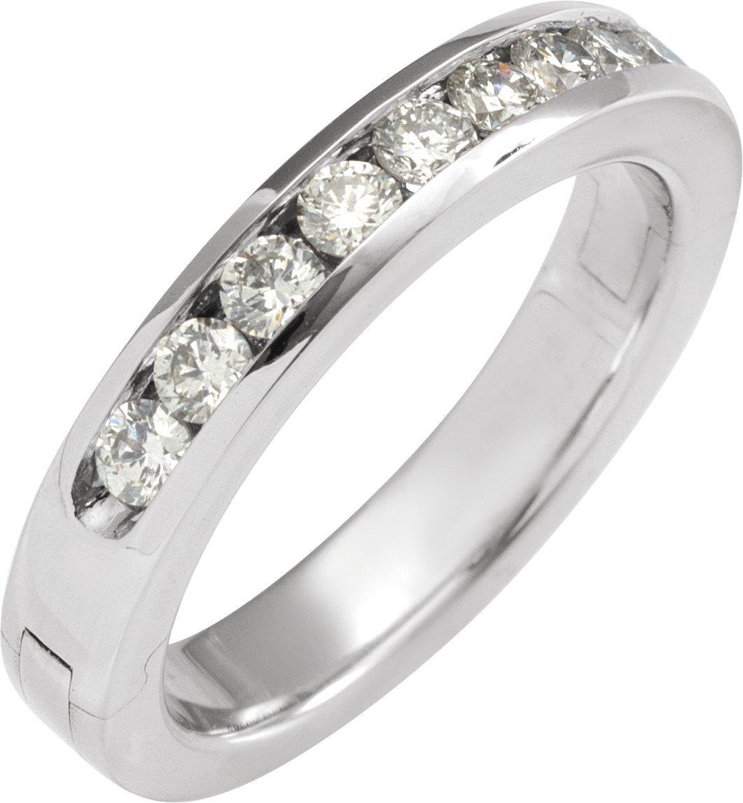 14K White 1/2 CTW Natural Diamond CLIQ® Hinged Adjustable Anniversary Band Size 7