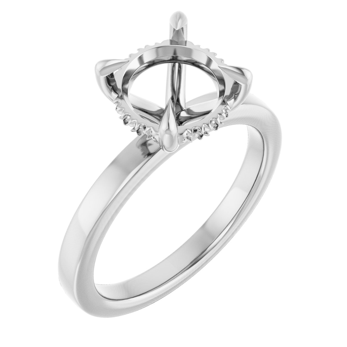 Claw-Prong Hidden Halo-Style Engagement Ring