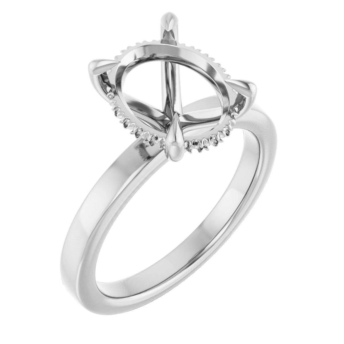 Claw-Prong Hidden Halo-Style Engagement Ring