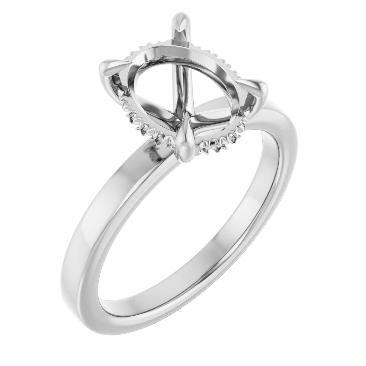Claw-Prong Hidden Halo-Style Engagement Ring