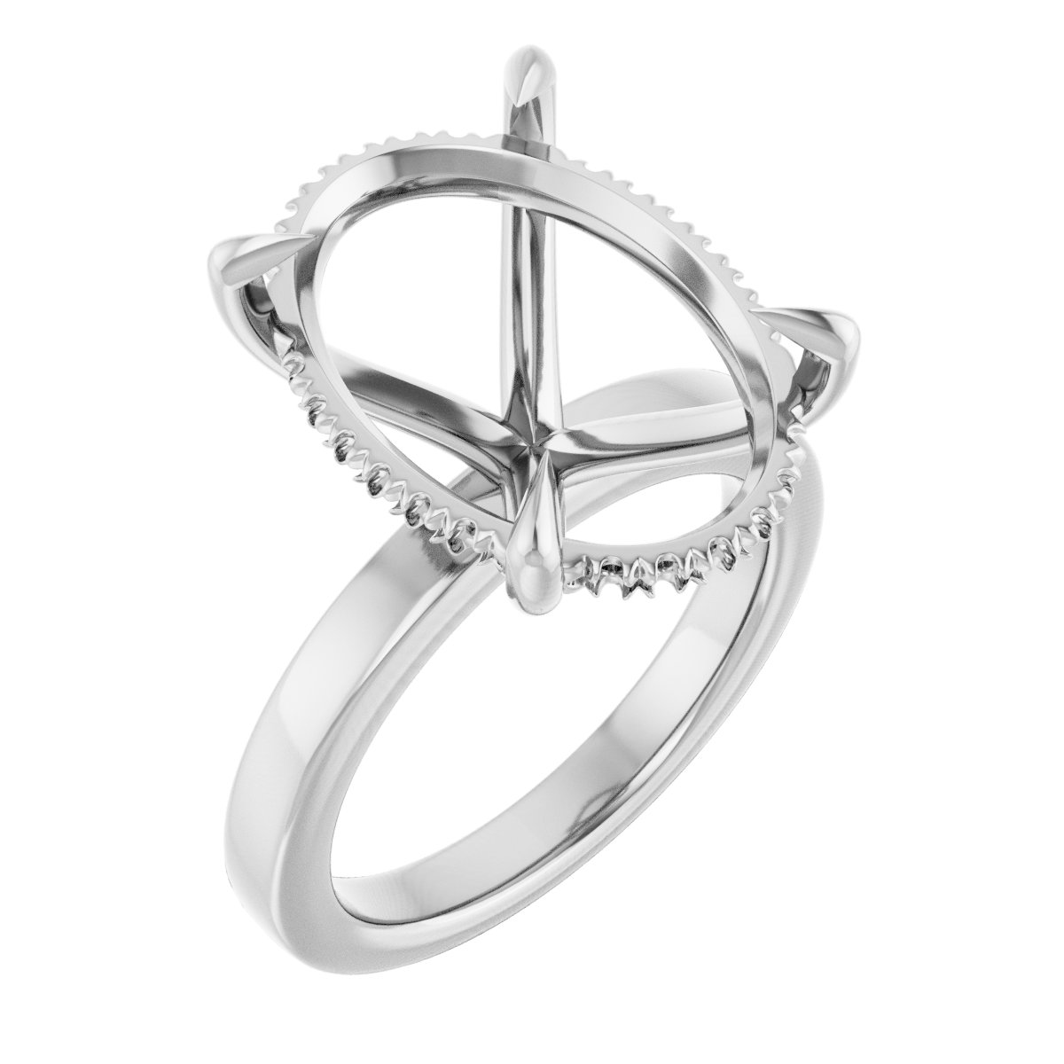Claw-Prong Hidden Halo-Style Engagement Ring