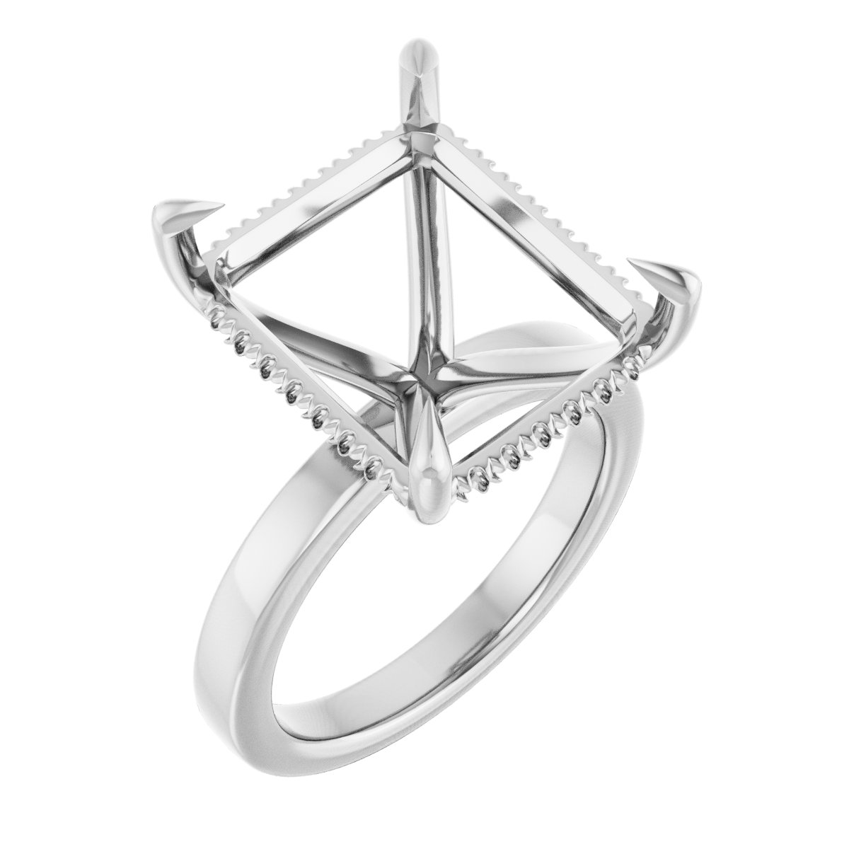 Claw-Prong Hidden Halo-Style Engagement Ring